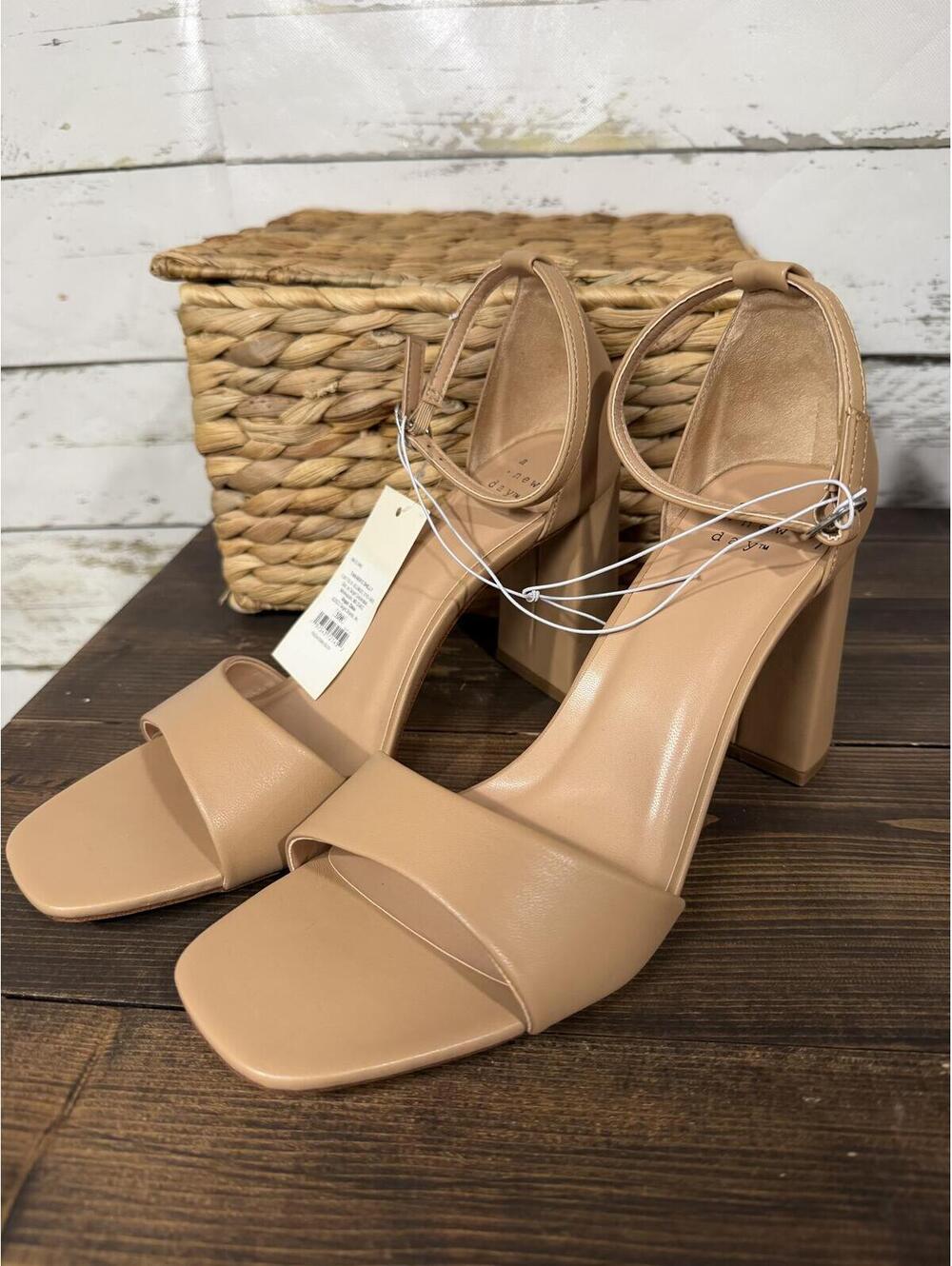A New Day Tan "Shelly" Nude Heels Size 10 Wide
